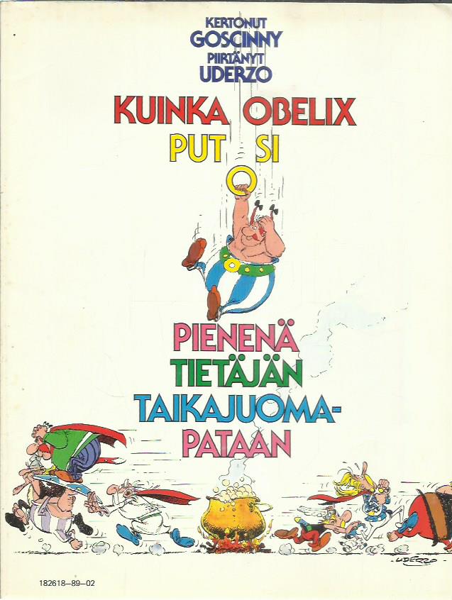 Kuinka Obelix putosi pienenä tietäjän taikajuomapataan -kirjan kansi